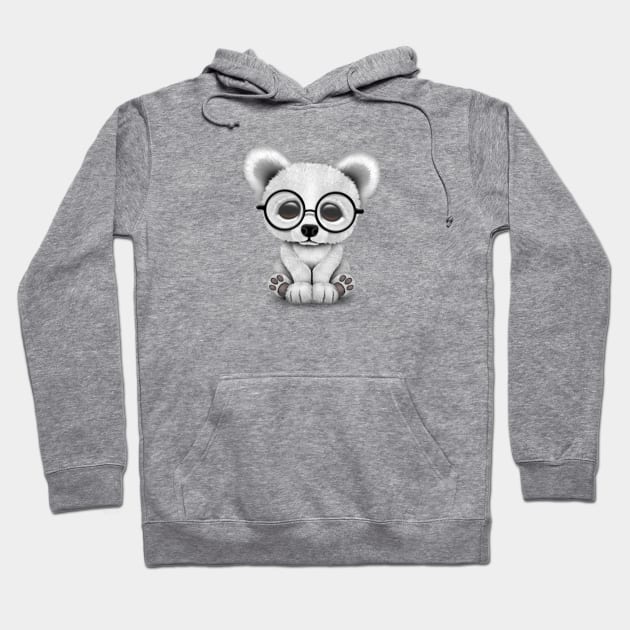 Cute Polar Bear Cub with Eye Glasses Hoodie by jeffbartels